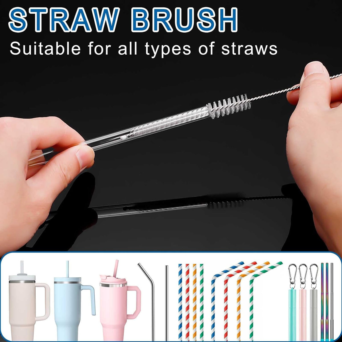 Bottle Brush Cleaning Set - Multi Cup Brush, Water Bottle Cleaner, Crevice Cleaning Brush Pipe & Tube Brushes for Tight Spaces, Grout Brush Cleaner Brush Long Straw Cleaner Brush