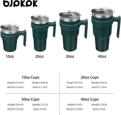 20 oz Tumbler with Handle & Straw, Insulated Stainless Steel Mug | Double Wall Vacuum, Keeps Hot/Cold, Thermal Cup, BPA Free, Dishwasher Safe, Cupholder Fit, Coffee & Travel, Black