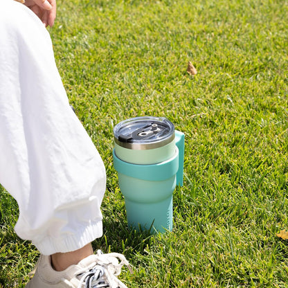 20 oz Tumbler with Handle & Straw, Insulated Stainless Steel Mug | Double Wall Vacuum, Keeps Hot/Cold, Thermal Cup, BPA Free, Dishwasher Safe, Cupholder Fit, Coffee & Travel, Black