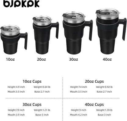 20 oz Tumbler with Handle & Straw, Insulated Stainless Steel Mug | Double Wall Vacuum, Keeps Hot/Cold, Thermal Cup, BPA Free, Dishwasher Safe, Cupholder Fit, Coffee & Travel, Black