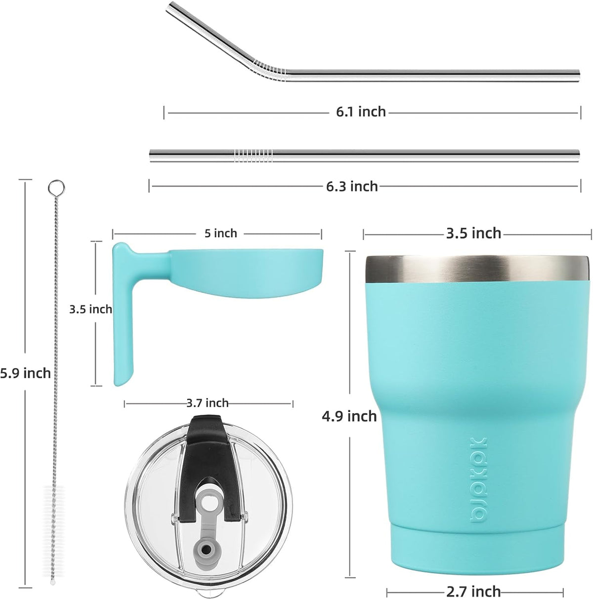 20 oz Tumbler with Handle & Straw, Insulated Stainless Steel Mug | Double Wall Vacuum, Keeps Hot/Cold, Thermal Cup, BPA Free, Dishwasher Safe, Cupholder Fit, Coffee & Travel, Black
