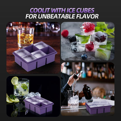 Large Ice Cube Trays for Whiskey (2 Pack) - Silicone Ice Cube Molds with Steel Frame Reinforcement & Lid, 2-Inch Square Ice Cubes for Whisky, Cocktails, Coffee, Tea - Easy Release