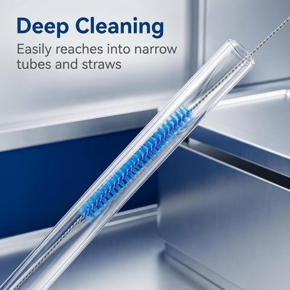 2 Pack Straw Cleaner Brush, Reusable Metal Handles Straw Cleaner Brush Extra Long for Stanley Mug 40, 30, 20 oz, 10mm Wide for Sippy Cup, Water Bottle and Tubes (Clear+Clear)