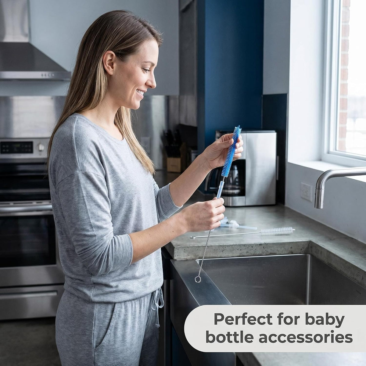 2 Pack Straw Cleaner Brush, Reusable Metal Handles Straw Cleaner Brush Extra Long for Stanley Mug 40, 30, 20 oz, 10mm Wide for Sippy Cup, Water Bottle and Tubes (Clear+Clear)