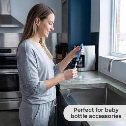 2 Pack Straw Cleaner Brush, Reusable Metal Handles Straw Cleaner Brush Extra Long for Stanley Mug 40, 30, 20 oz, 10mm Wide for Sippy Cup, Water Bottle and Tubes (Clear+Clear)