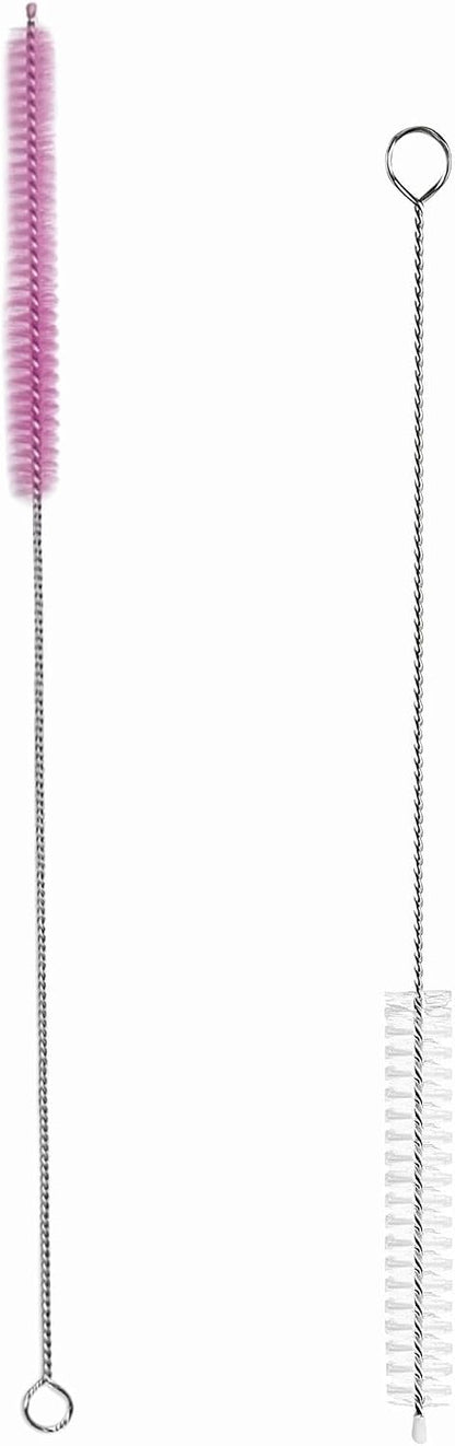 2 Pack Straw Cleaner Brush, Reusable Metal Handles Straw Cleaner Brush Extra Long for Stanley Mug 40, 30, 20 oz, 10mm Wide for Sippy Cup, Water Bottle and Tubes (Clear+Clear)