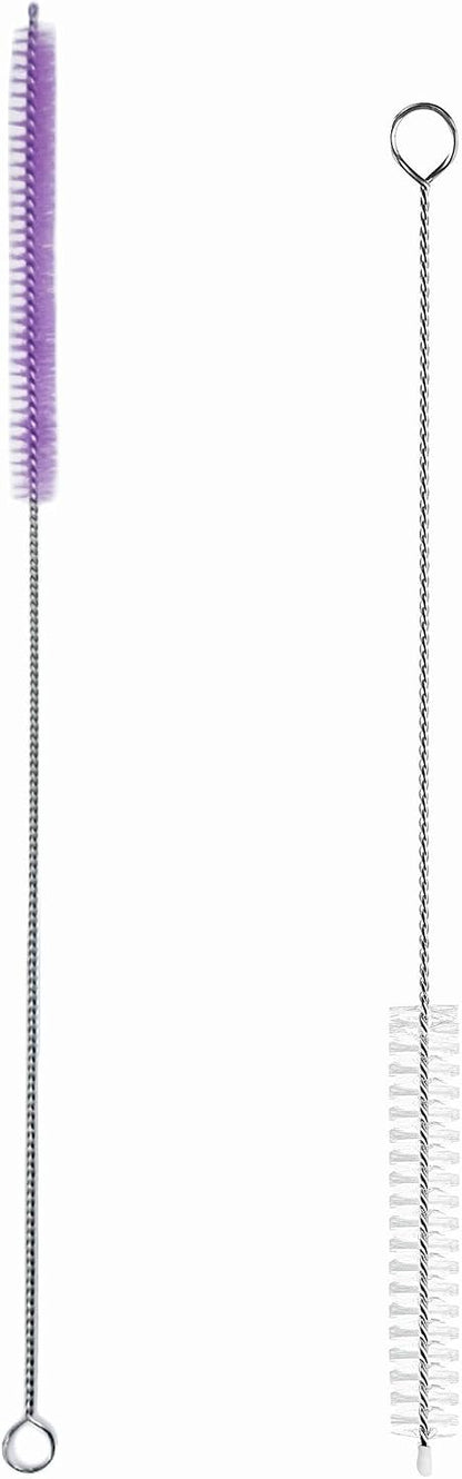2 Pack Straw Cleaner Brush, Reusable Metal Handles Straw Cleaner Brush Extra Long for Stanley Mug 40, 30, 20 oz, 10mm Wide for Sippy Cup, Water Bottle and Tubes (Clear+Clear)