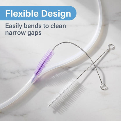 2 Pack Straw Cleaner Brush, Reusable Metal Handles Straw Cleaner Brush Extra Long for Stanley Mug 40, 30, 20 oz, 10mm Wide for Sippy Cup, Water Bottle and Tubes (Clear+Clear)
