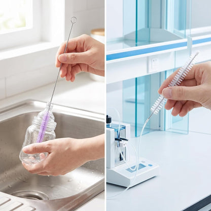 2 Pack Straw Cleaner Brush, Reusable Metal Handles Straw Cleaner Brush Extra Long for Stanley Mug 40, 30, 20 oz, 10mm Wide for Sippy Cup, Water Bottle and Tubes (Clear+Clear)