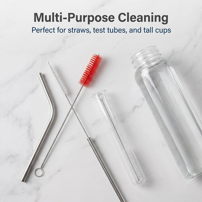 2 Pack Straw Cleaner Brush, Reusable Metal Handles Straw Cleaner Brush Extra Long for Stanley Mug 40, 30, 20 oz, 10mm Wide for Sippy Cup, Water Bottle and Tubes (Clear+Clear)
