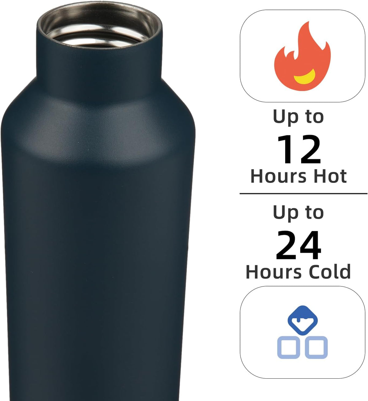 Insulated Water Bottle with Straw,25 OZ Double Wall Vacuum Stainless Steel Water Flask with 2 Lids,Black