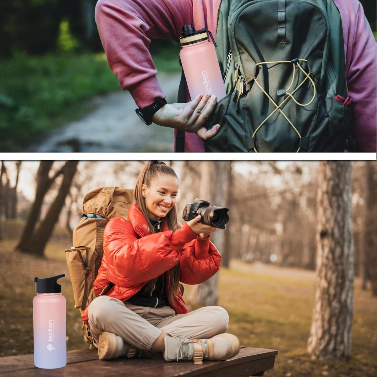 Lexlion Tea Infuser Water Bottle 22 Oz – Triple Wall Insulated Stainless Steel, Loose Leaf & Fruit Strainer, 3 Leakproof Lids, BPA-Free Silicone Sleeve, Reusable Thermal Mug