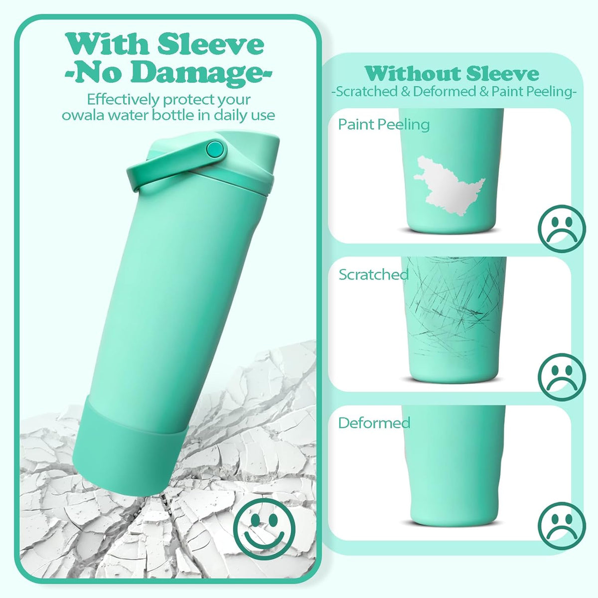 2PCS Silicone Boots for Owala 30oz & 40oz FreeSip Sway Bottles & Tumblers – Non-Slip, Scratch-Resistant, Stability Enhancer for Owala Accessories (Eucalyptus Green) - Colors A