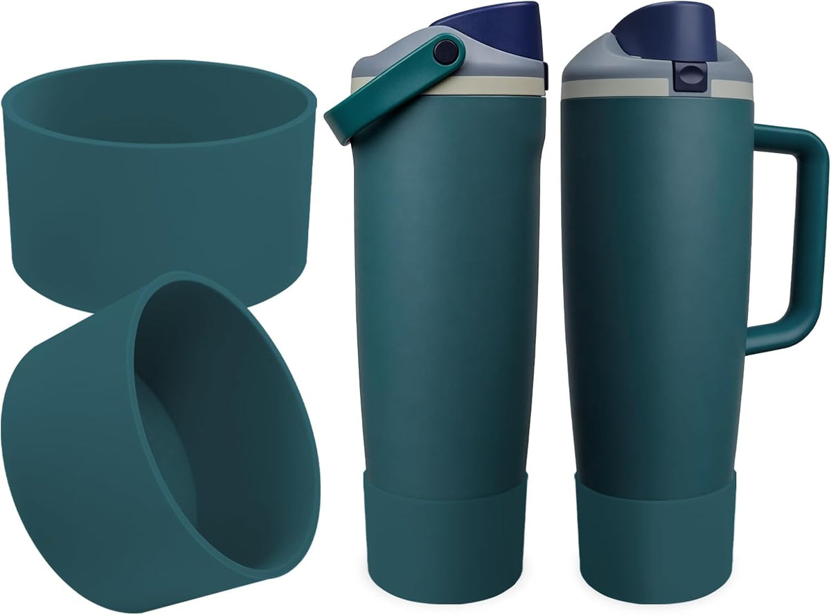2PCS Silicone Boots for Owala 30oz & 40oz FreeSip Sway Bottles & Tumblers – Non-Slip, Scratch-Resistant, Stability Enhancer for Owala Accessories (Eucalyptus Green) - Colors A