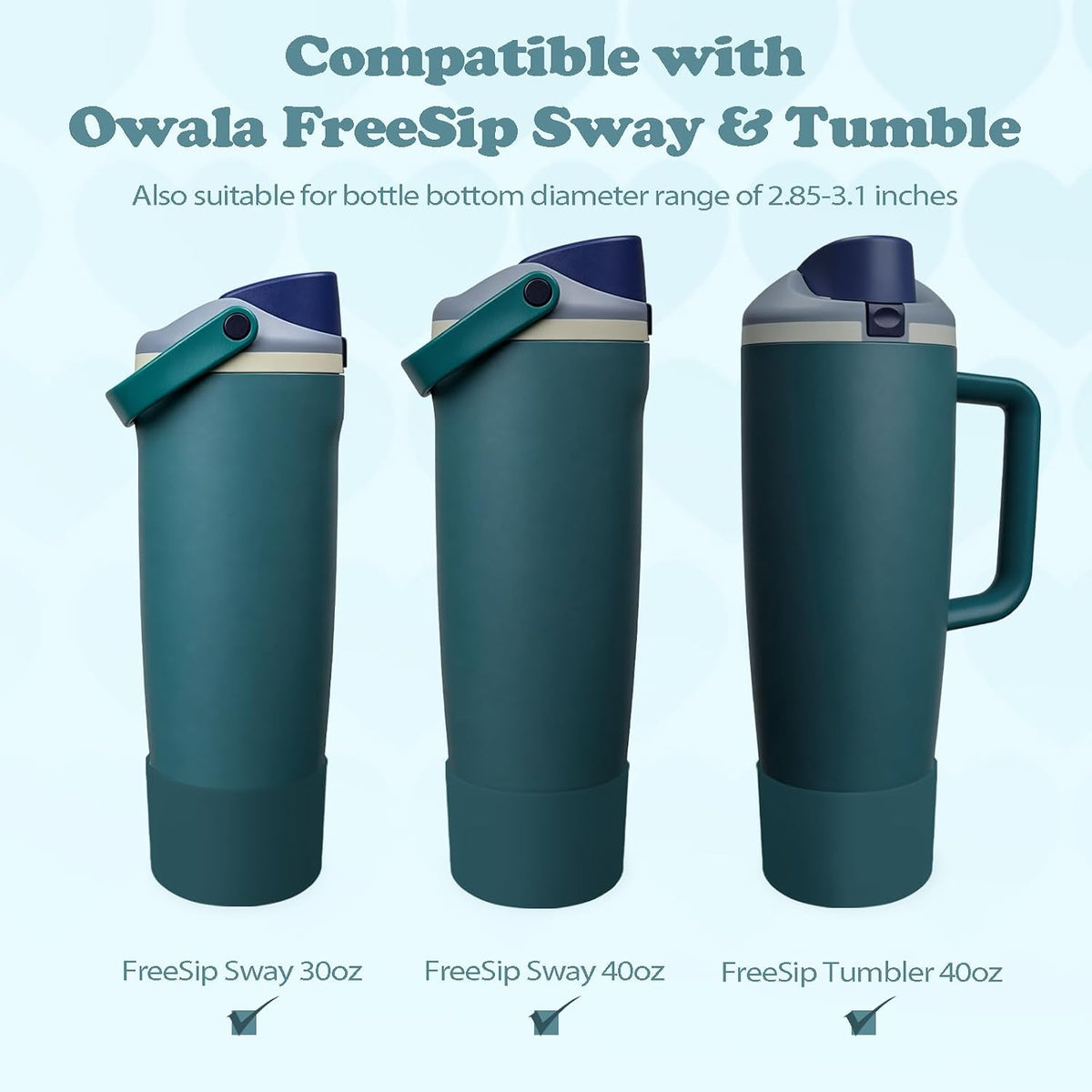 2PCS Silicone Boots for Owala 30oz & 40oz FreeSip Sway Bottles & Tumblers – Non-Slip, Scratch-Resistant, Stability Enhancer for Owala Accessories (Eucalyptus Green) - Colors A