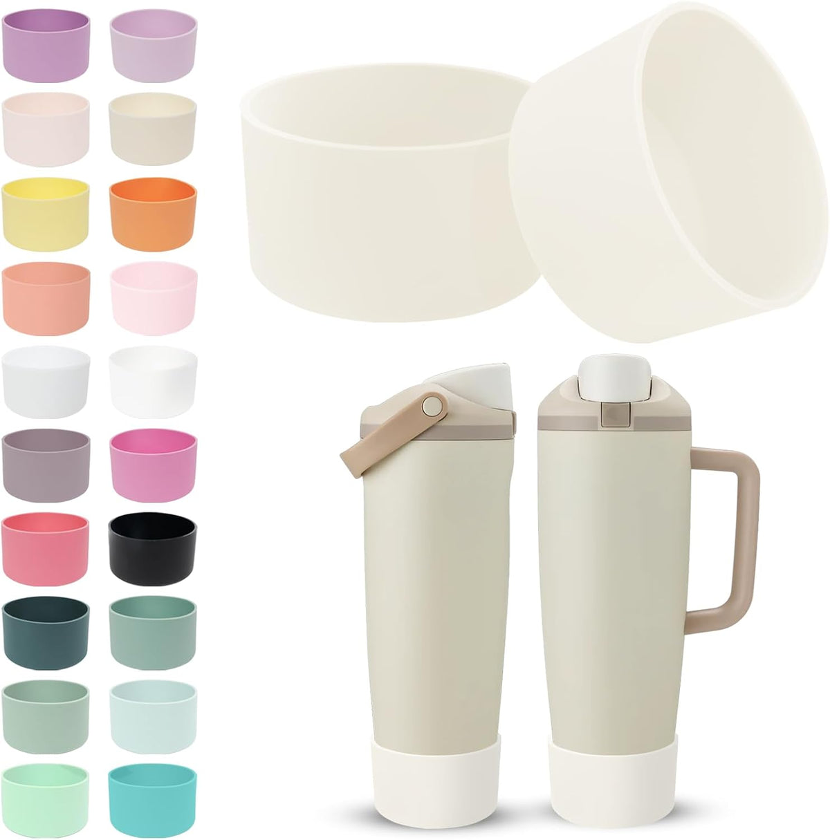 2PCS Silicone Boots for Owala 30oz & 40oz FreeSip Sway Bottles & Tumblers – Non-Slip, Scratch-Resistant, Stability Enhancer for Owala Accessories (Eucalyptus Green) - Colors A