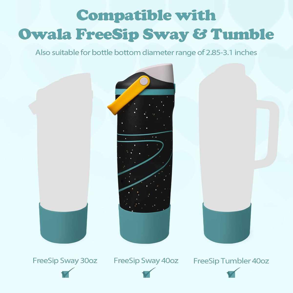 2PCS Silicone Boots for Owala 30oz & 40oz FreeSip Sway Bottles & Tumblers – Non-Slip, Scratch-Resistant, Stability Enhancer for Owala Accessories (Eucalyptus Green) - Colors A