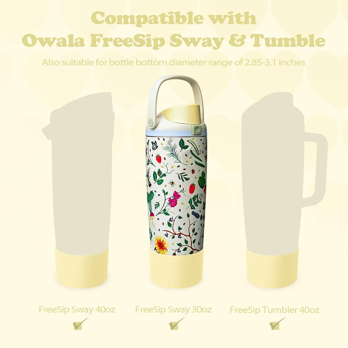 2PCS Silicone Boots for Owala 30oz & 40oz FreeSip Sway Bottles & Tumblers – Non-Slip, Scratch-Resistant, Stability Enhancer for Owala Accessories (Eucalyptus Green) - Colors A