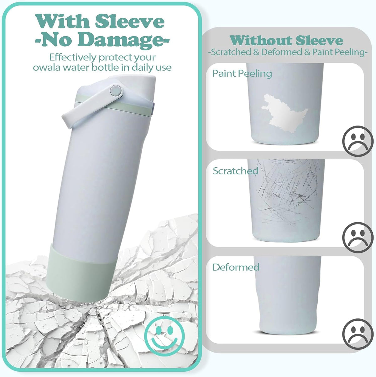 2PCS Silicone Boots for Owala 30oz & 40oz FreeSip Sway Bottles & Tumblers – Non-Slip, Scratch-Resistant, Stability Enhancer for Owala Accessories (Eucalyptus Green) - Colors A