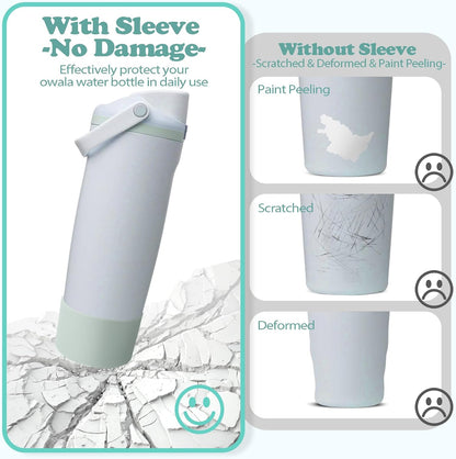 2PCS Silicone Boots for Owala 30oz & 40oz FreeSip Sway Bottles & Tumblers – Non-Slip, Scratch-Resistant, Stability Enhancer for Owala Accessories (Eucalyptus Green) - Colors A