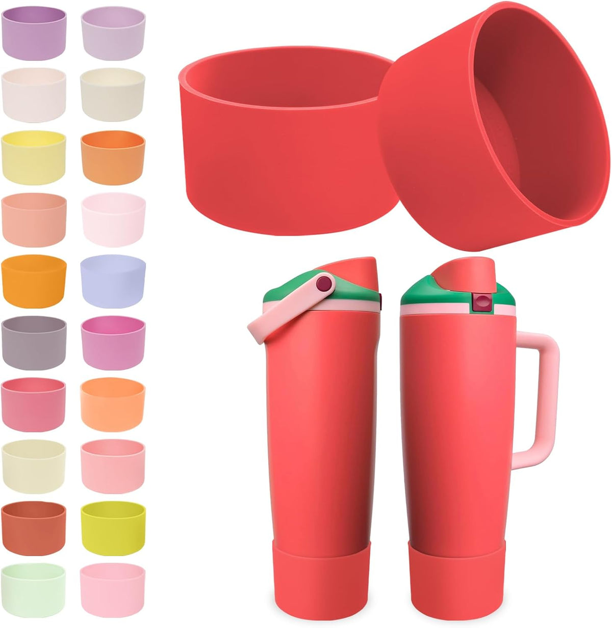 2PCS Silicone Boots for Owala 30oz & 40oz FreeSip Sway Bottles & Tumblers – Non-Slip, Scratch-Resistant, Stability Enhancer for Owala Accessories (Eucalyptus Green) - Colors A