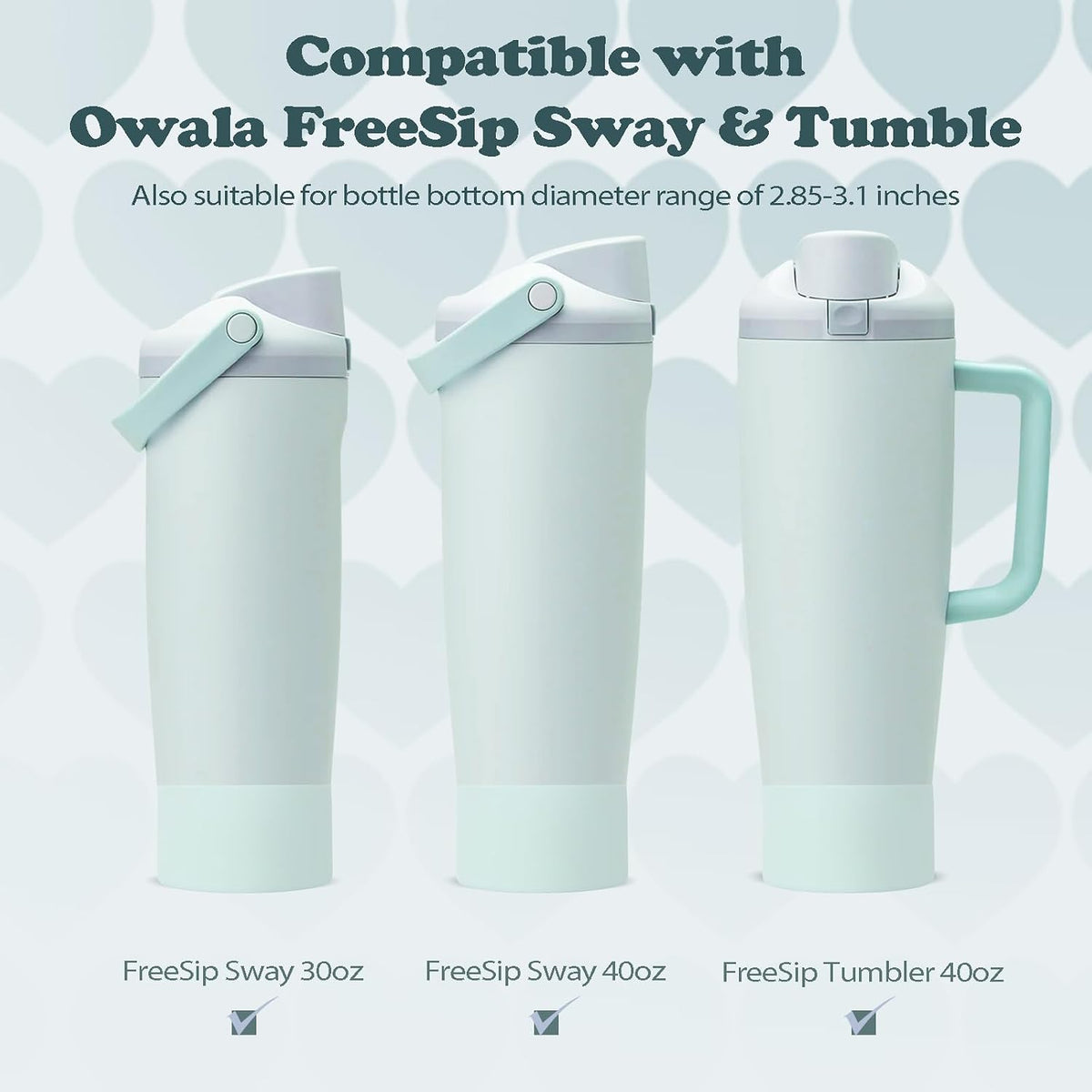 2PCS Silicone Boots for Owala 30oz & 40oz FreeSip Sway Bottles & Tumblers – Non-Slip, Scratch-Resistant, Stability Enhancer for Owala Accessories (Eucalyptus Green) - Colors A
