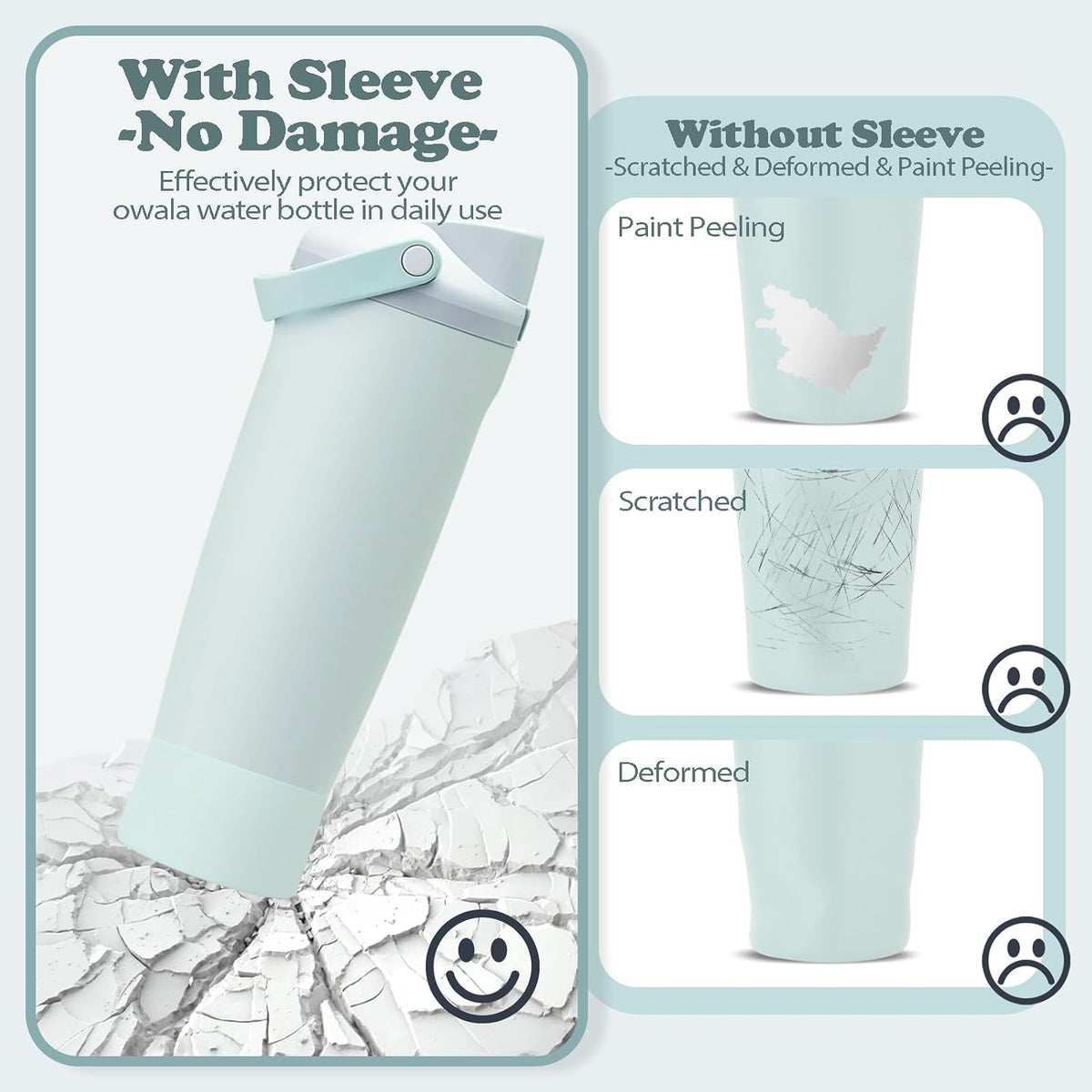 2PCS Silicone Boots for Owala 30oz & 40oz FreeSip Sway Bottles & Tumblers – Non-Slip, Scratch-Resistant, Stability Enhancer for Owala Accessories (Eucalyptus Green) - Colors A