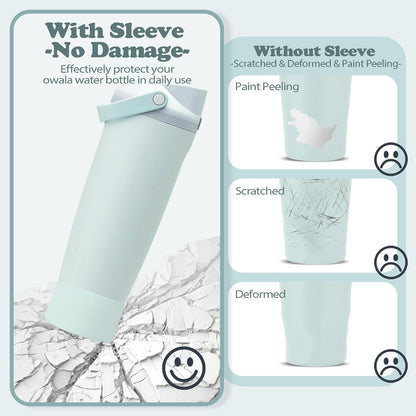 2PCS Silicone Boots for Owala 30oz & 40oz FreeSip Sway Bottles & Tumblers – Non-Slip, Scratch-Resistant, Stability Enhancer for Owala Accessories (Eucalyptus Green) - Colors A