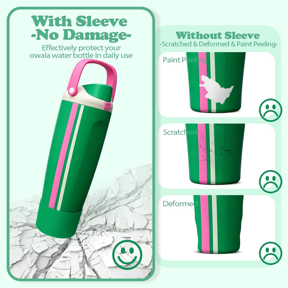 2PCS Silicone Boots for Owala 30oz & 40oz FreeSip Sway Bottles & Tumblers – Non-Slip, Scratch-Resistant, Stability Enhancer for Owala Accessories (Eucalyptus Green) - Colors A