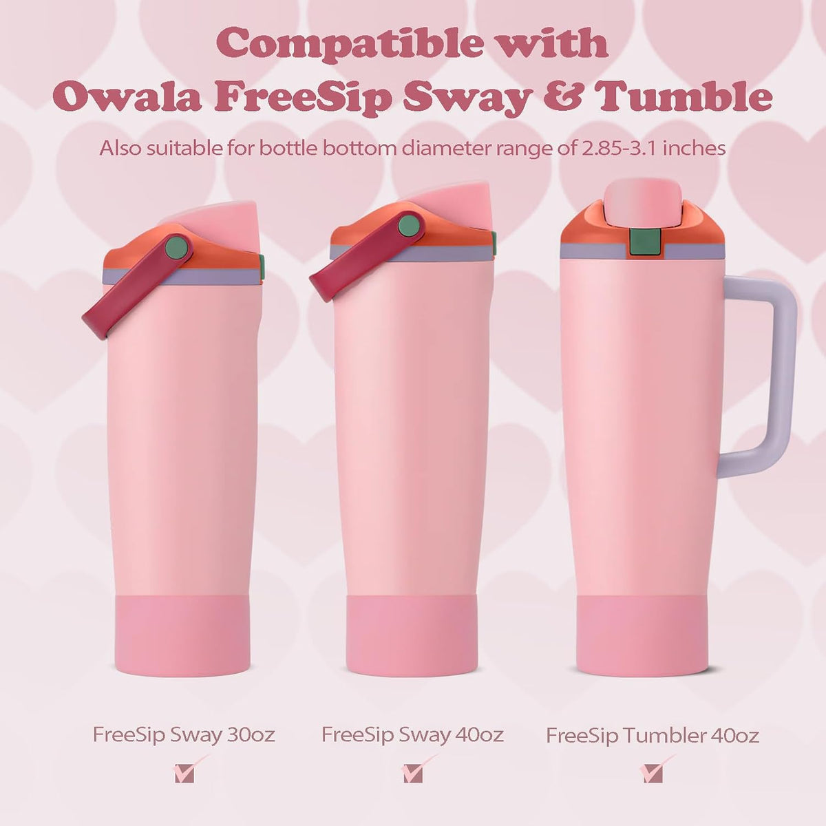 2PCS Silicone Boots for Owala 30oz & 40oz FreeSip Sway Bottles & Tumblers – Non-Slip, Scratch-Resistant, Stability Enhancer for Owala Accessories (Eucalyptus Green) - Colors A