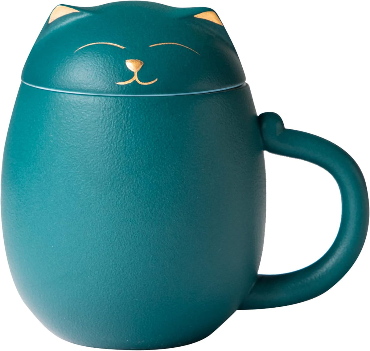 Black Cat Ceramic Tea Mug 13.5oz with Infuser and Lid, Black | Cat Lover & Cat Mom Birthday Gift for Women, Perfect for Loose Leaf Tea, Tea Strainer Cup for Home & Office Use