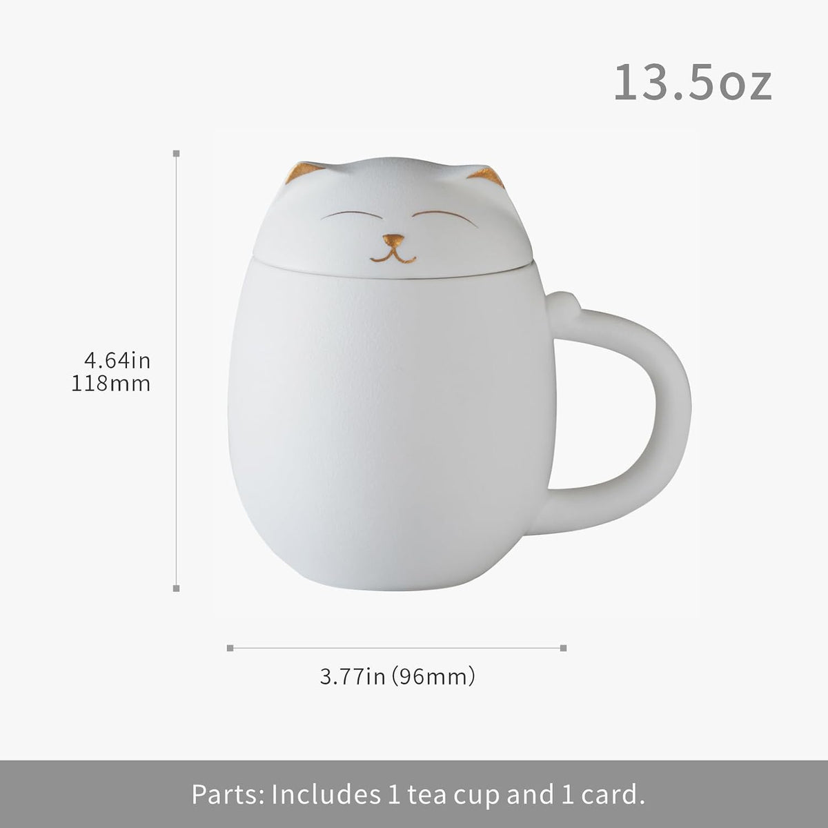 Black Cat Ceramic Tea Mug 13.5oz with Infuser and Lid, Black | Cat Lover & Cat Mom Birthday Gift for Women, Perfect for Loose Leaf Tea, Tea Strainer Cup for Home & Office Use