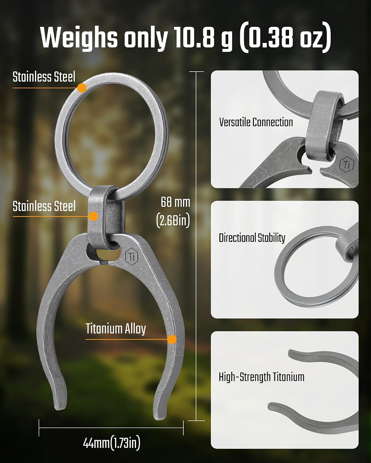 Titanium Water Bottle Clip, Lightweight, Corrosion-Resistant