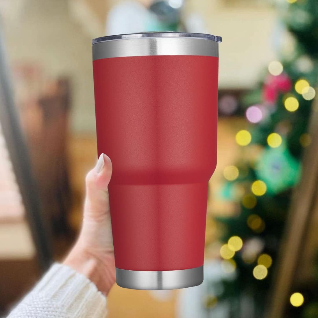 DOMICARE 30 oz Tumbler with Lid and Straw, Stainless Steel Tumblers Bulk, Insulated Vacuum Double Wall Travel Coffee Mug, Durable Powder Coated Tumbler Cup (Stainless Steel, 1)