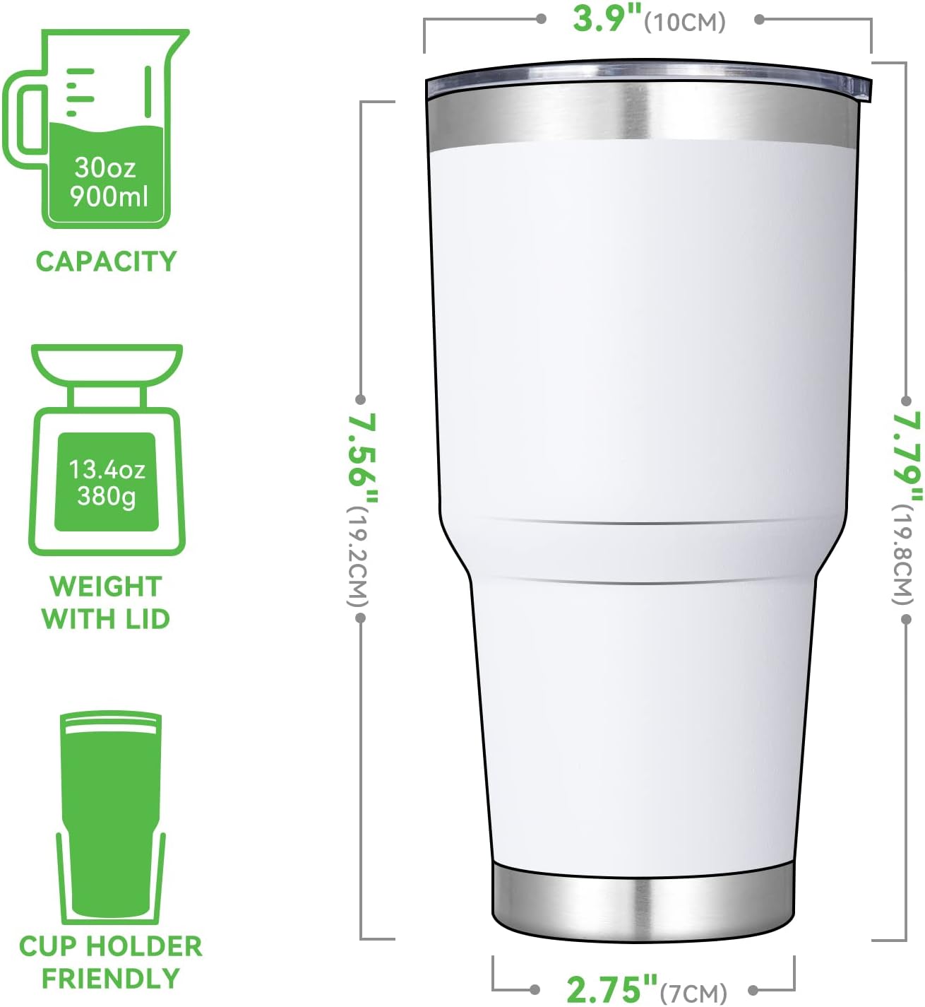 DOMICARE 30 oz Tumbler with Lid and Straw, Stainless Steel Tumblers Bulk, Insulated Vacuum Double Wall Travel Coffee Mug, Durable Powder Coated Tumbler Cup (Stainless Steel, 1)