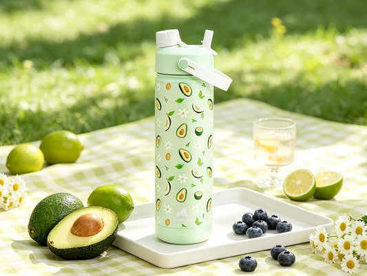 26 oz Insulated Water Bottle with 2-in-1 Straw and Spout Lid, Keep Cold 24H, Leak-Proof, Fits in Car Cup Holder, Stainless Steel Water Bottle for Sports, Gym, Travel, and School (Mousse) - Colors B