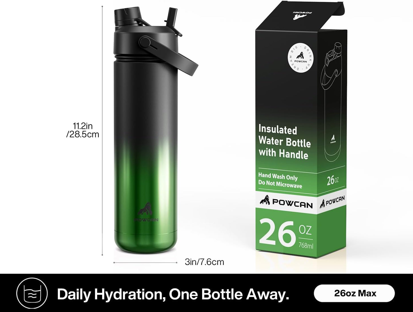 26 oz Insulated Water Bottle with 2-in-1 Straw and Spout Lid, Keep Cold 24H, Leak-Proof, Fits in Car Cup Holder, Stainless Steel Water Bottle for Sports, Gym, Travel, and School (Mousse) - Colors B