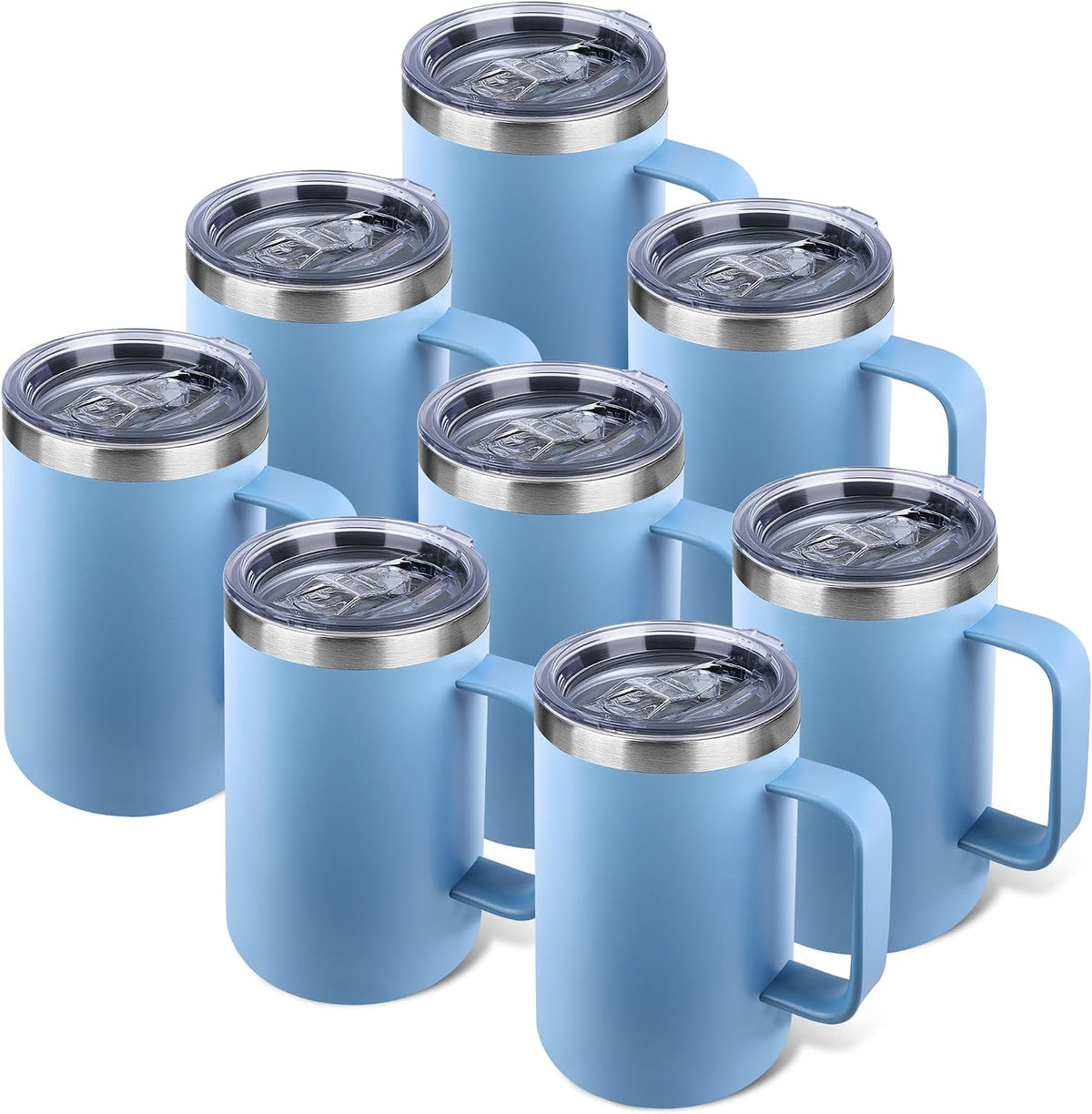 22oz Insulated Coffee Mug with Handle & Leak-Proof Lid - Double Wall Stainless Steel Travel Tumbler for Commute/Office/Home, Orange, 1 Pack