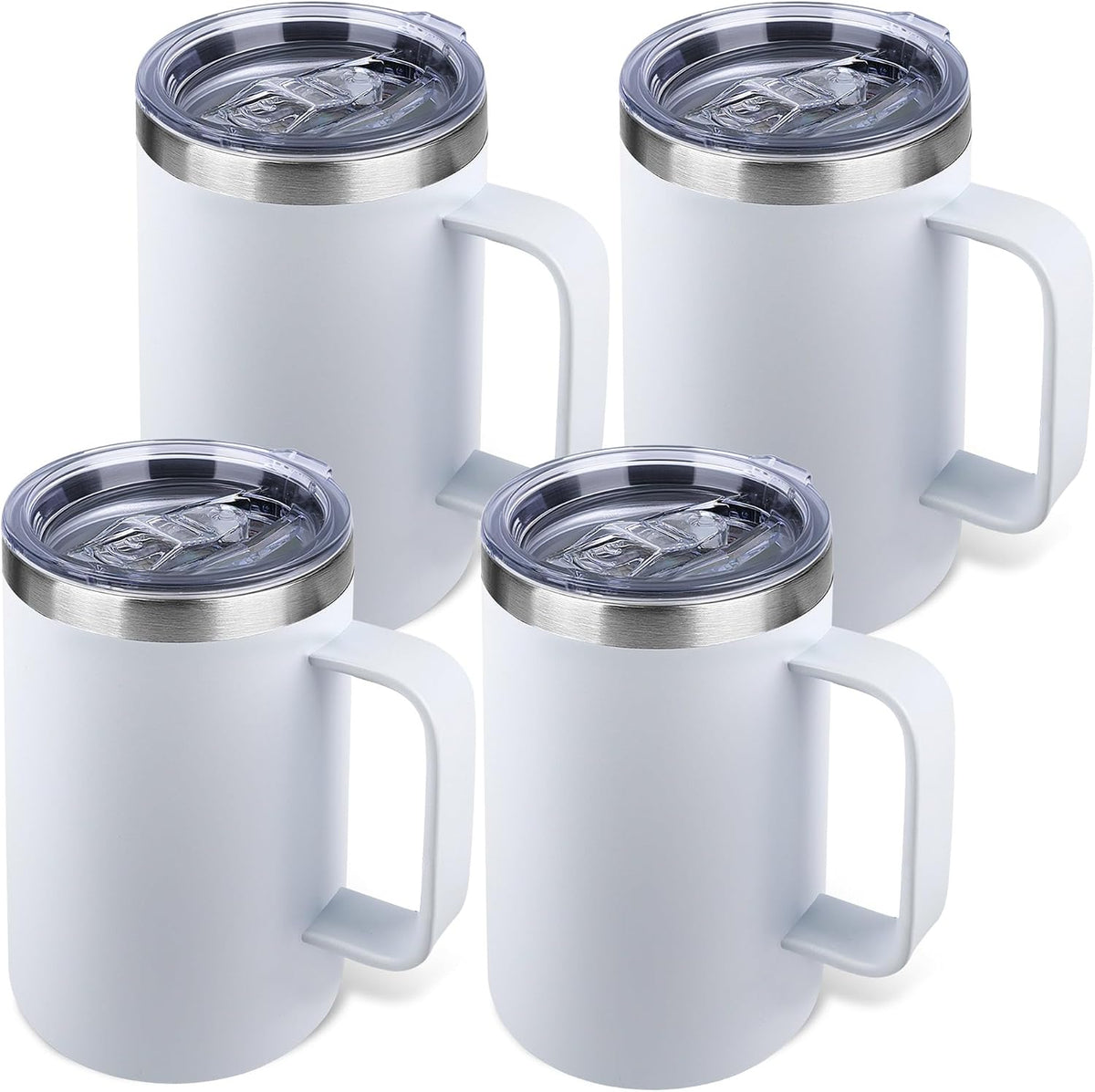 22oz Insulated Coffee Mug with Handle & Leak-Proof Lid - Double Wall Stainless Steel Travel Tumbler for Commute/Office/Home, Orange, 1 Pack