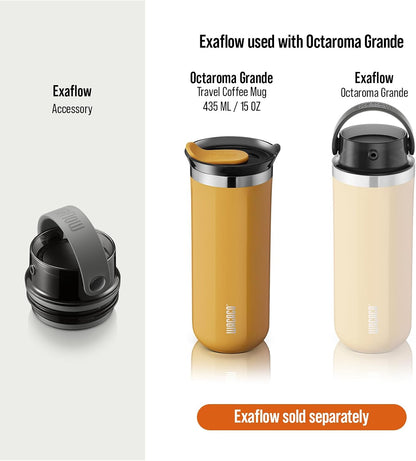 Octaroma Grande Vacuum Insulated Coffee Mug, 15 fl oz (435ml), Double-wall Stainless Steel Travel Tumbler With Drinking Lid, Dim Grey