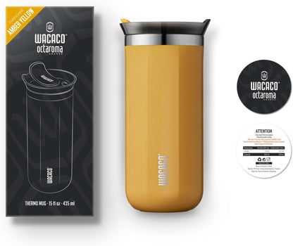 Octaroma Grande Vacuum Insulated Coffee Mug, 15 fl oz (435ml), Double-wall Stainless Steel Travel Tumbler With Drinking Lid, Dim Grey