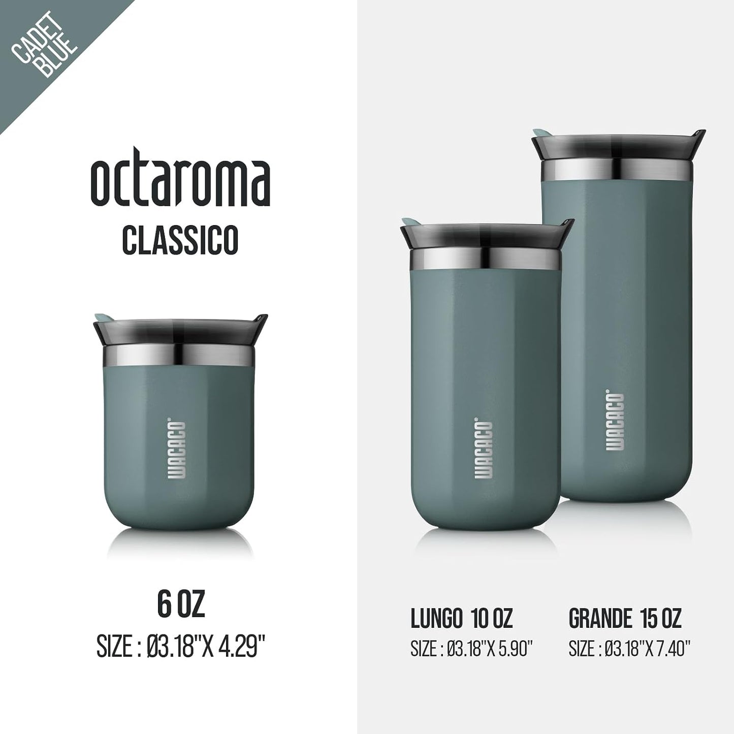 Octaroma Grande Vacuum Insulated Coffee Mug, 15 fl oz (435ml), Double-wall Stainless Steel Travel Tumbler With Drinking Lid, Dim Grey