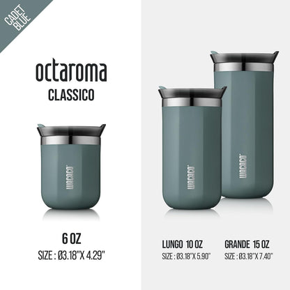 Octaroma Grande Vacuum Insulated Coffee Mug, 15 fl oz (435ml), Double-wall Stainless Steel Travel Tumbler With Drinking Lid, Dim Grey