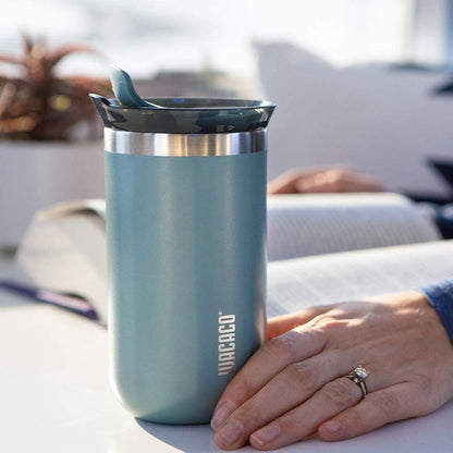 Octaroma Grande Vacuum Insulated Coffee Mug, 15 fl oz (435ml), Double-wall Stainless Steel Travel Tumbler With Drinking Lid, Dim Grey