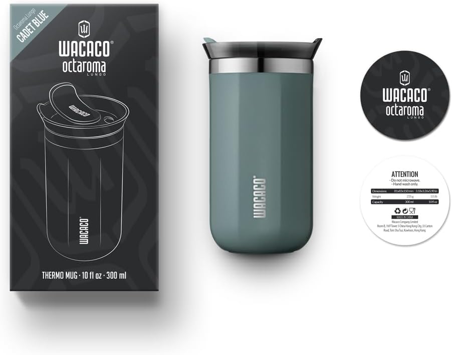 Octaroma Grande Vacuum Insulated Coffee Mug, 15 fl oz (435ml), Double-wall Stainless Steel Travel Tumbler With Drinking Lid, Dim Grey