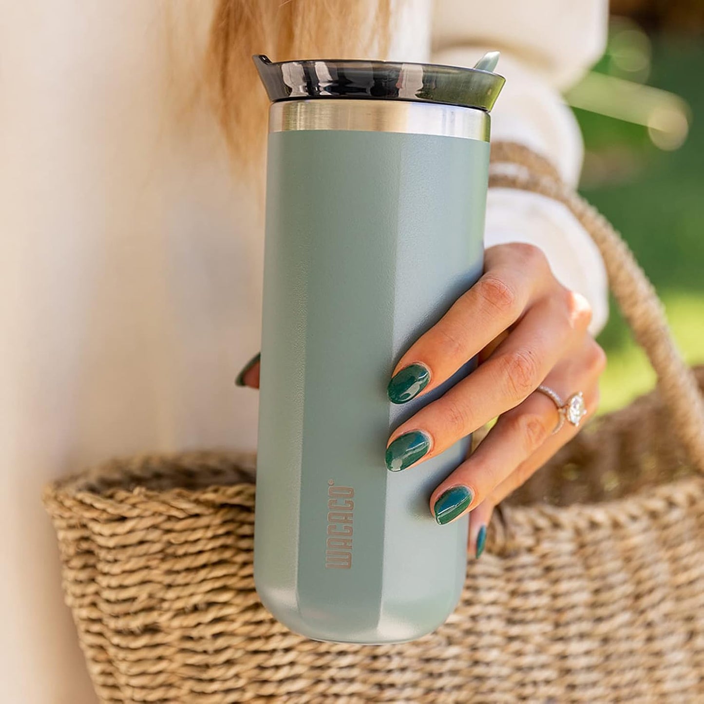Octaroma Grande Vacuum Insulated Coffee Mug, 15 fl oz (435ml), Double-wall Stainless Steel Travel Tumbler With Drinking Lid, Dim Grey