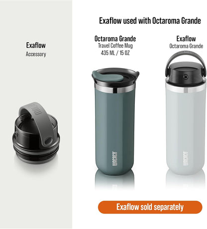Octaroma Grande Vacuum Insulated Coffee Mug, 15 fl oz (435ml), Double-wall Stainless Steel Travel Tumbler With Drinking Lid, Dim Grey