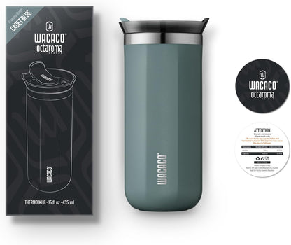 Octaroma Grande Vacuum Insulated Coffee Mug, 15 fl oz (435ml), Double-wall Stainless Steel Travel Tumbler With Drinking Lid, Dim Grey
