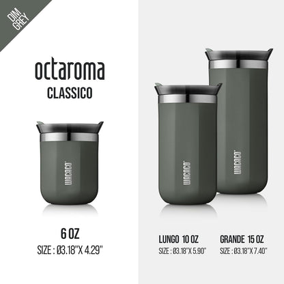 Octaroma Grande Vacuum Insulated Coffee Mug, 15 fl oz (435ml), Double-wall Stainless Steel Travel Tumbler With Drinking Lid, Dim Grey