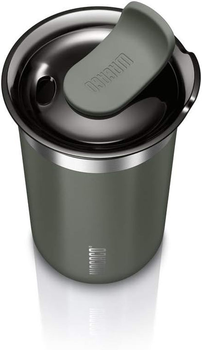 Octaroma Grande Vacuum Insulated Coffee Mug, 15 fl oz (435ml), Double-wall Stainless Steel Travel Tumbler With Drinking Lid, Dim Grey